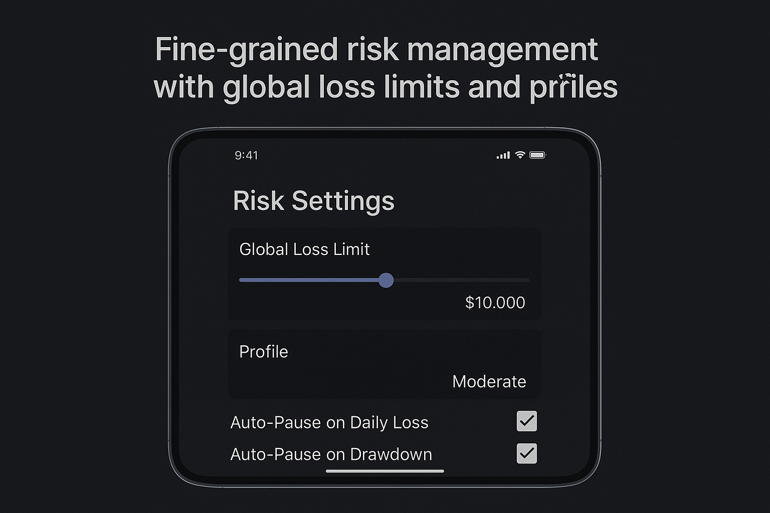 Risk management settings
